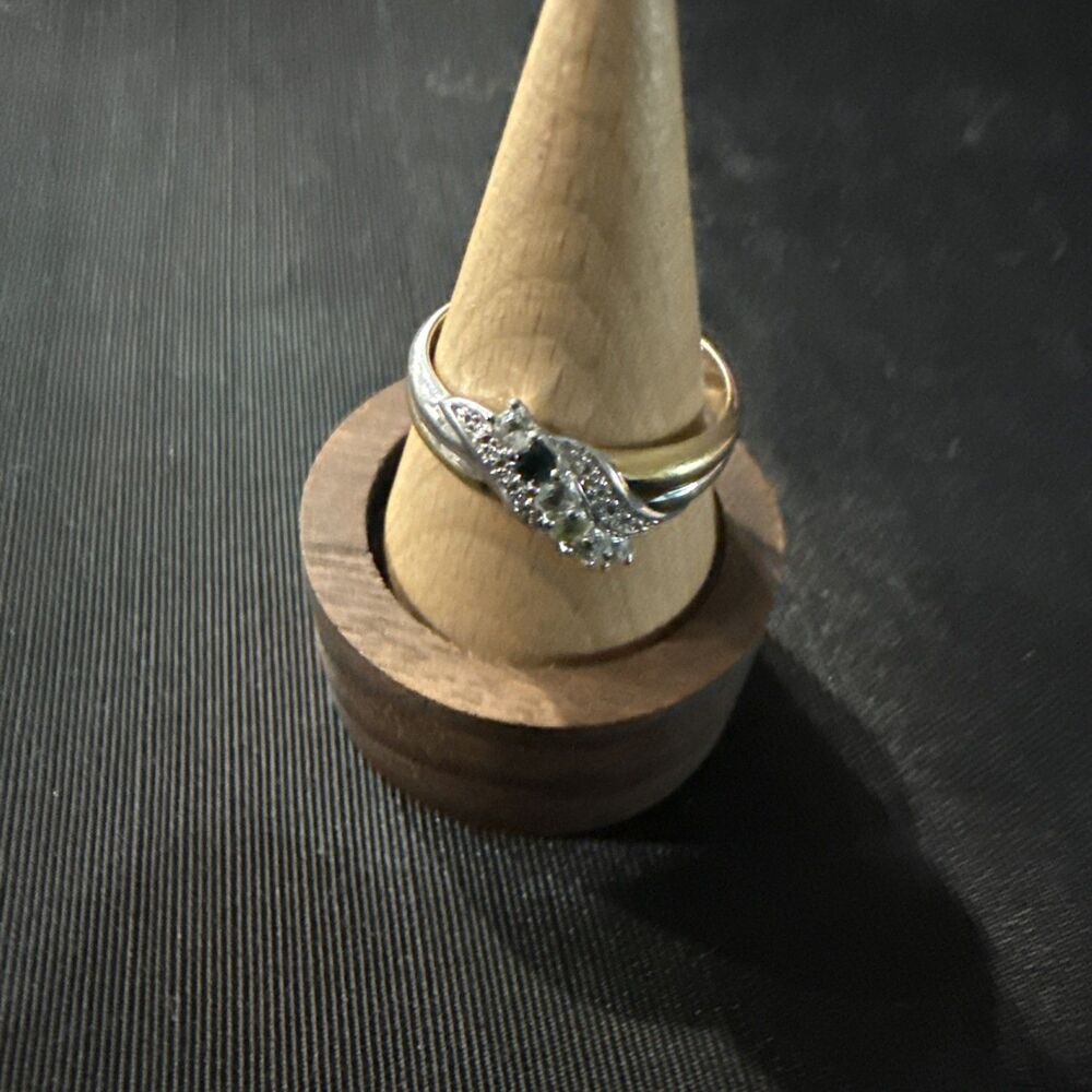 925 Sterling Silver & Gold Plated Bradford Exchange Multistone Ring Sz 12.5